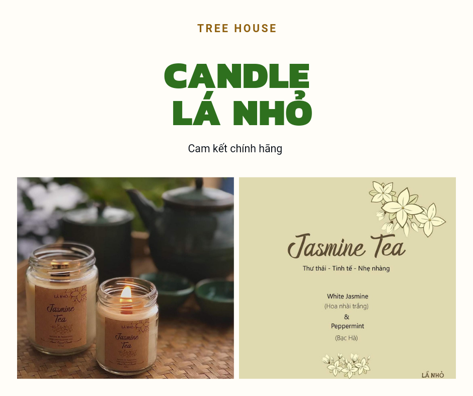 Nến thơm tinh dầu jasmine tea lá nhỏ