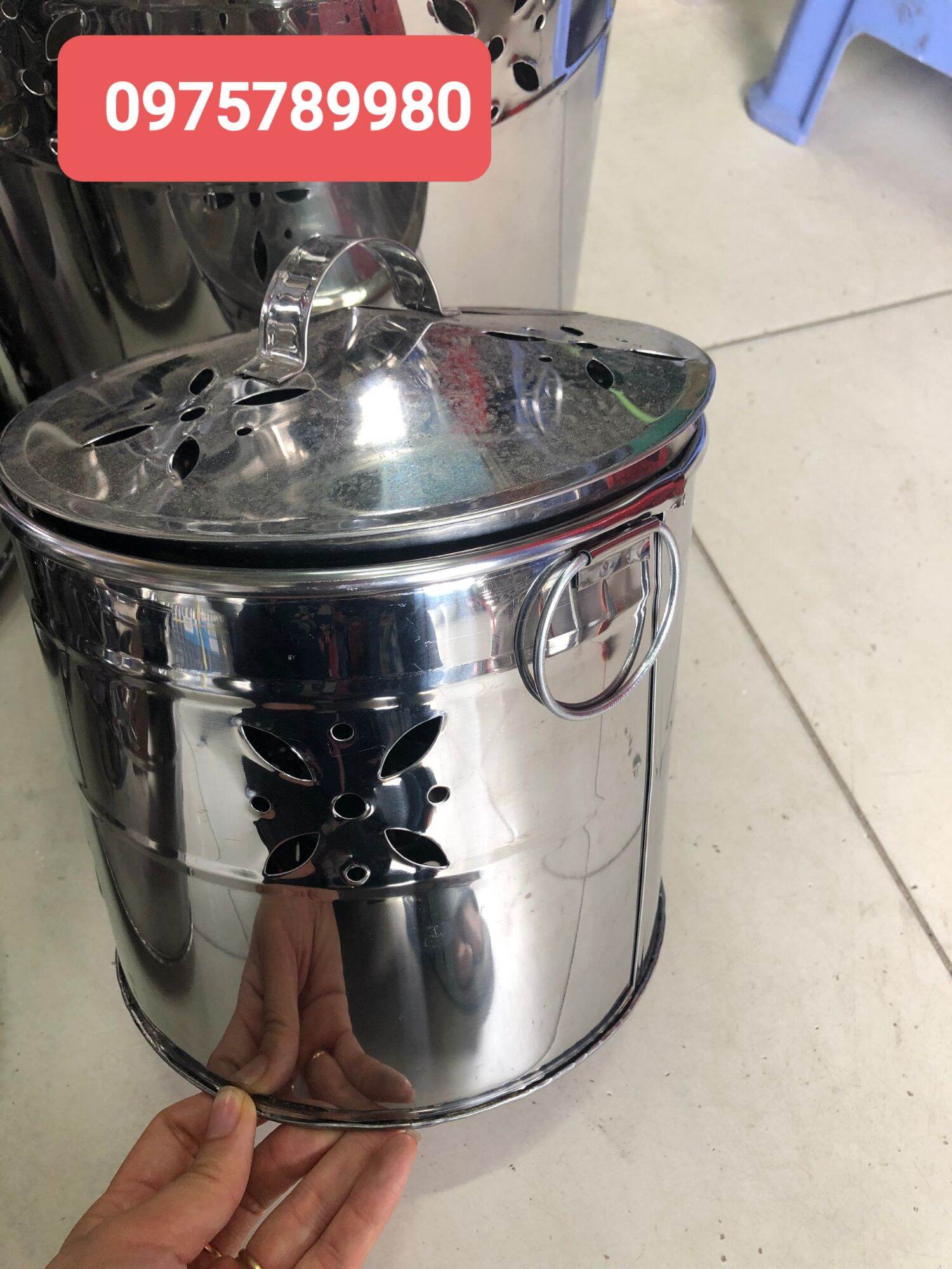 Thùng Đốt Vàng Mã Inox Có Nắp Đậy Nhiều Size