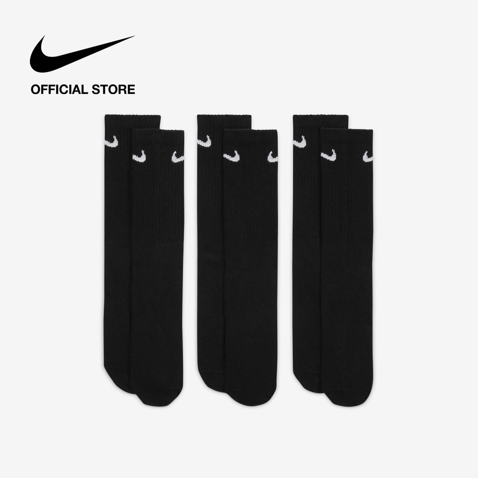 Tất Cổ Cao Nike Mens Everyday Lightweight Training Crew Socks (3 Pairs) - Black