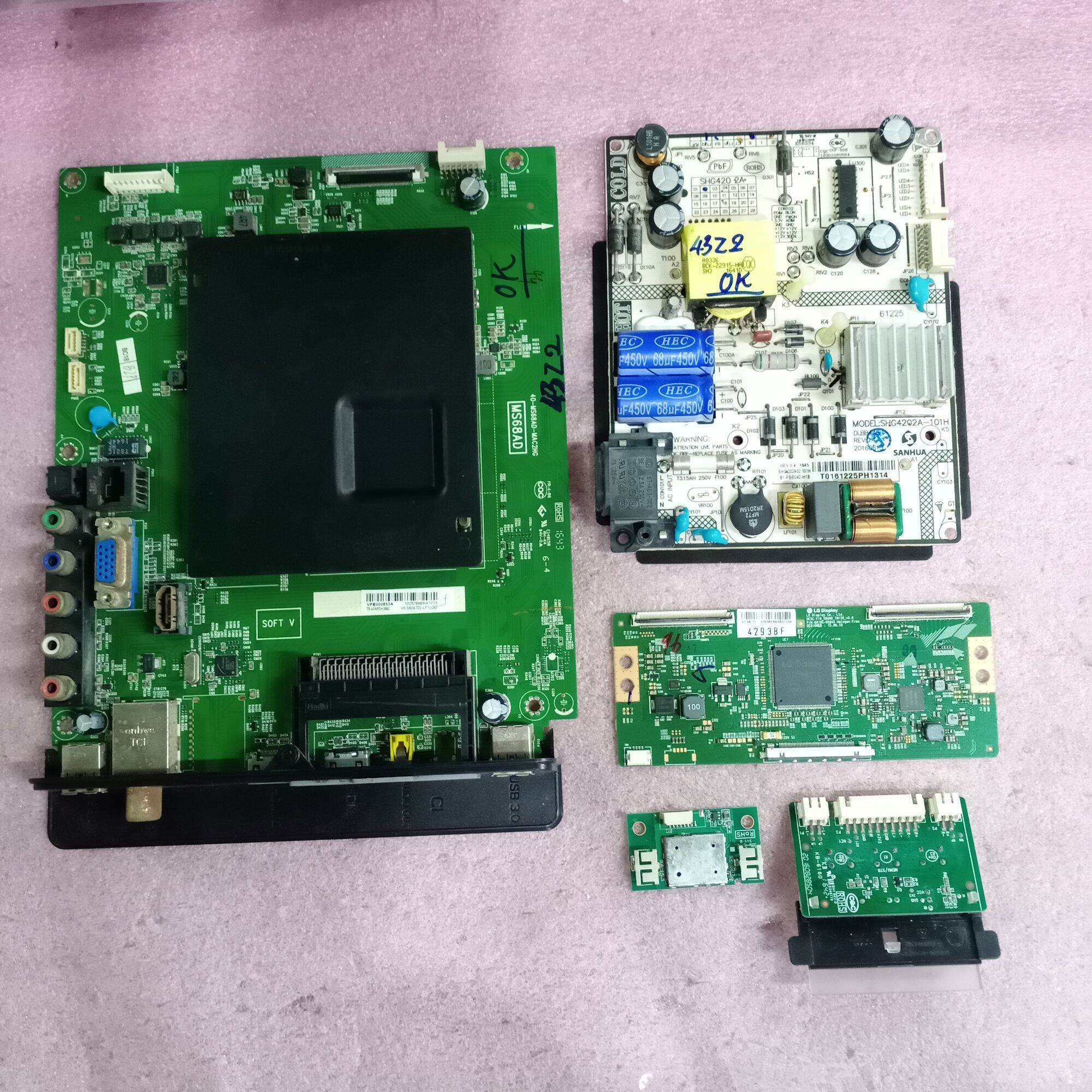 Bo mạch tivi TCL 43Z2,bị xử lý, khiển, nguồn, main chính, chủ,tcon