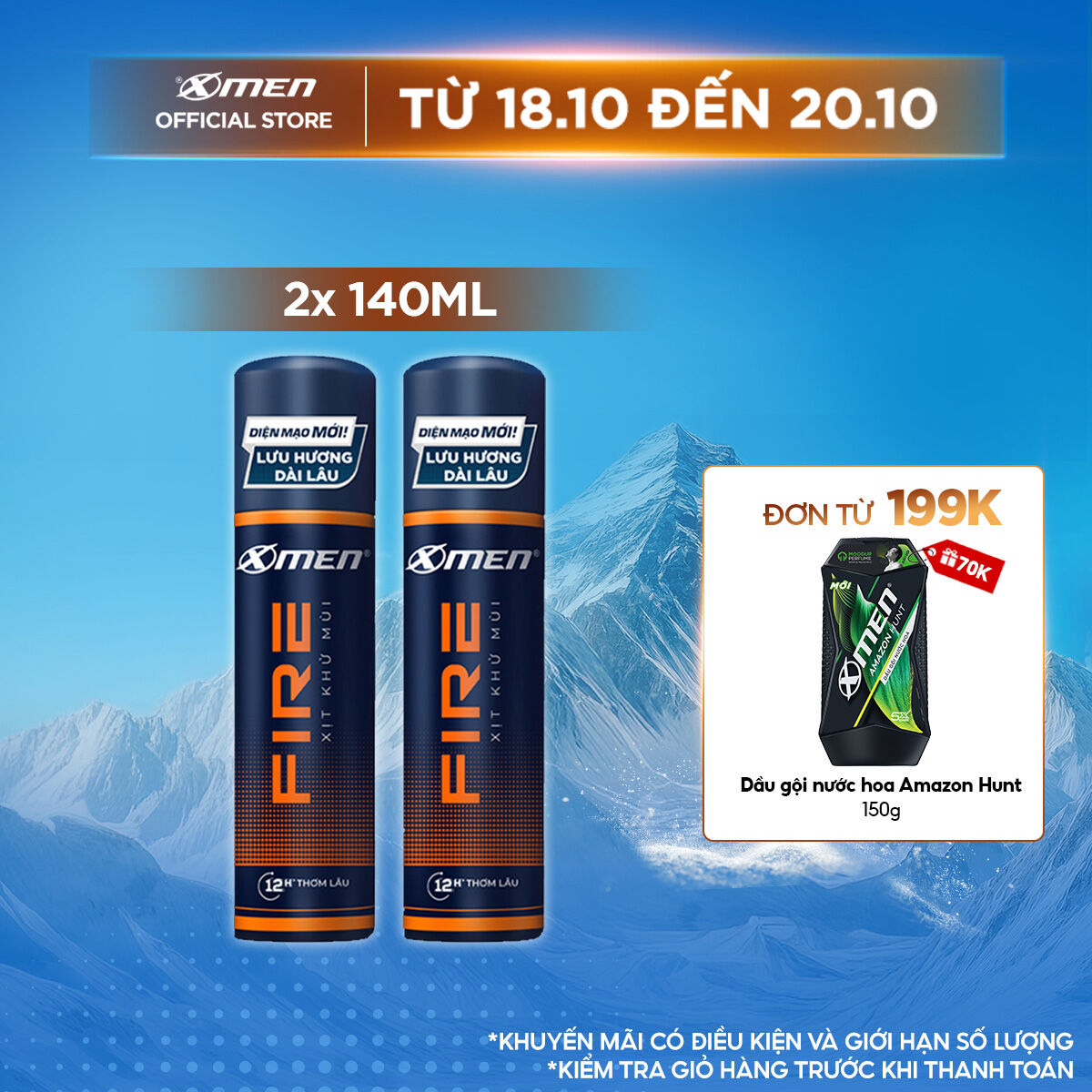 Combo 2 Xịt khử mùi X-Men Fire 140ml