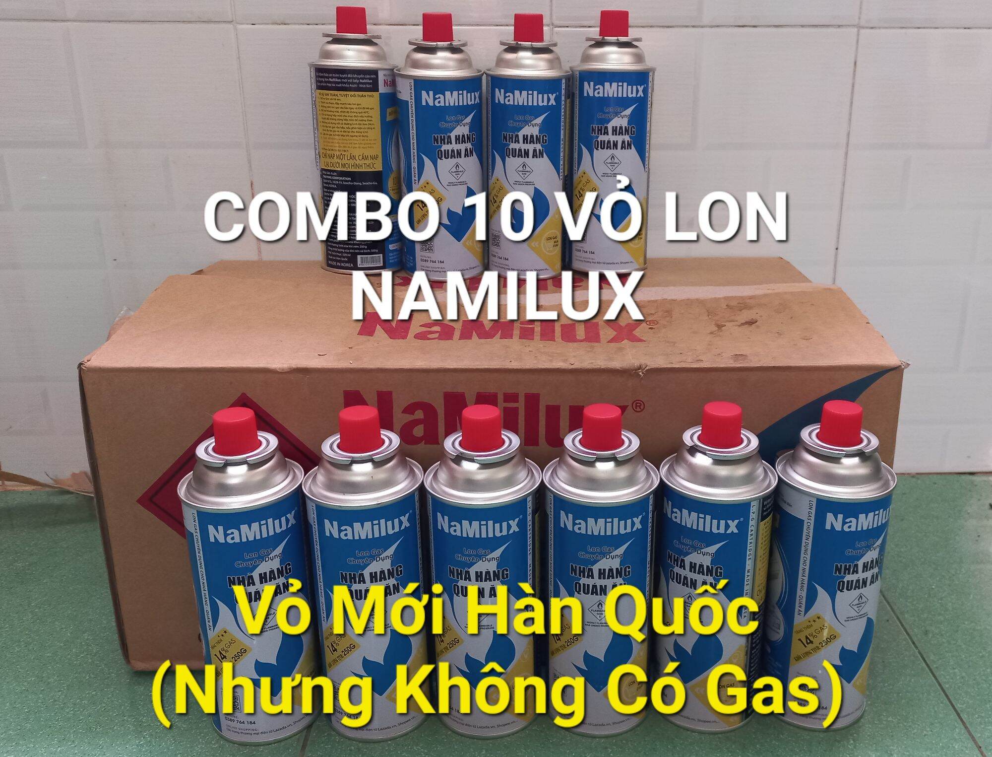 10 vỏ bình gas mini Namilux hàn quốc lon mới ( không có gas )