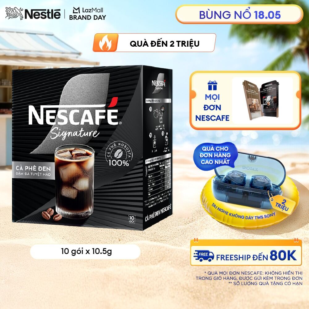 [FREESHIP TOÀN QUỐC] Cà phê đen hòa tan NESCAFÉ Signature Hộp 10 gói ĐẬM ĐÀ TUYỆT HẢO