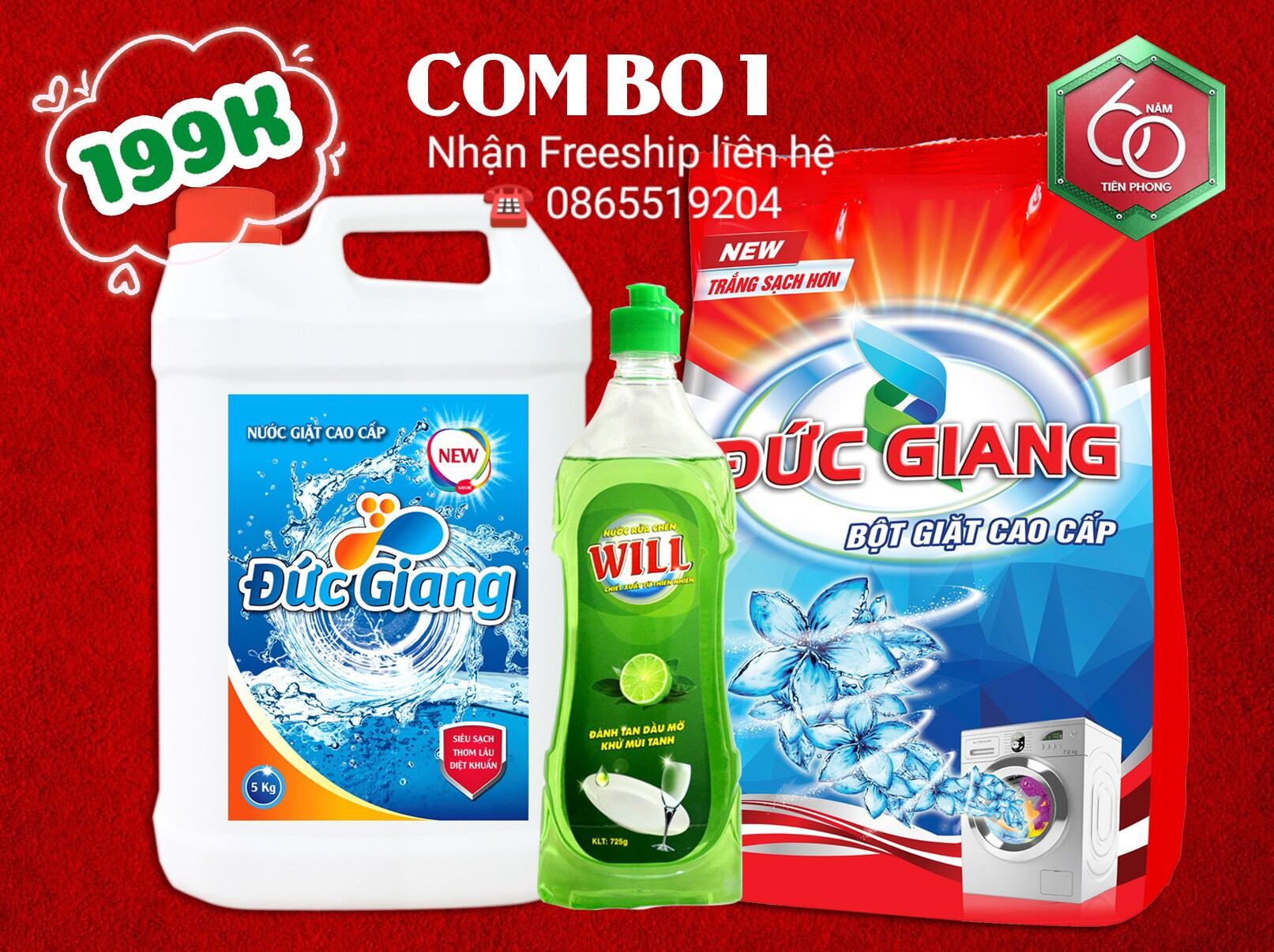 Combo nước giặt đức giang gồm 3 sản phẩm 199k freeship liên hệ 0865519204