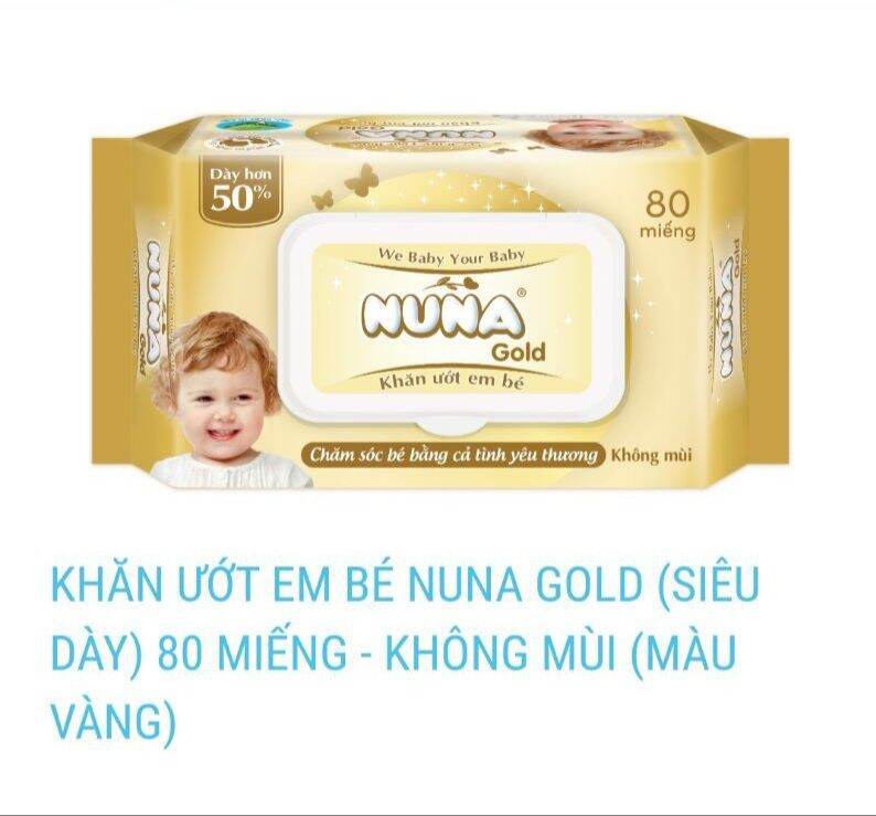 Khăn giấy ướt Nuna Gold  siêu dày  loại 80 miếng. không mùi.