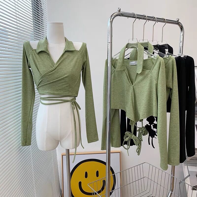 👽croptop petter rút dây 2 bên