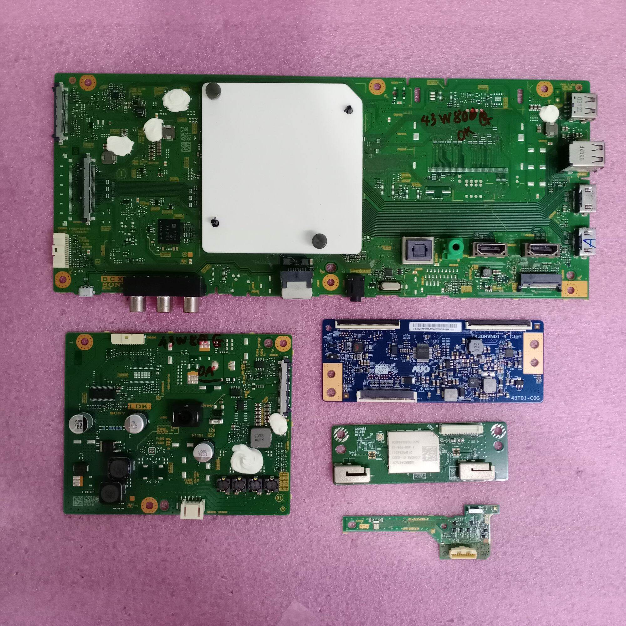 Bo mạch tivi Sony 43W800G,bo xử lý,main chính, chủ,bo cao áp,Tcon, wifi, mắt nhận