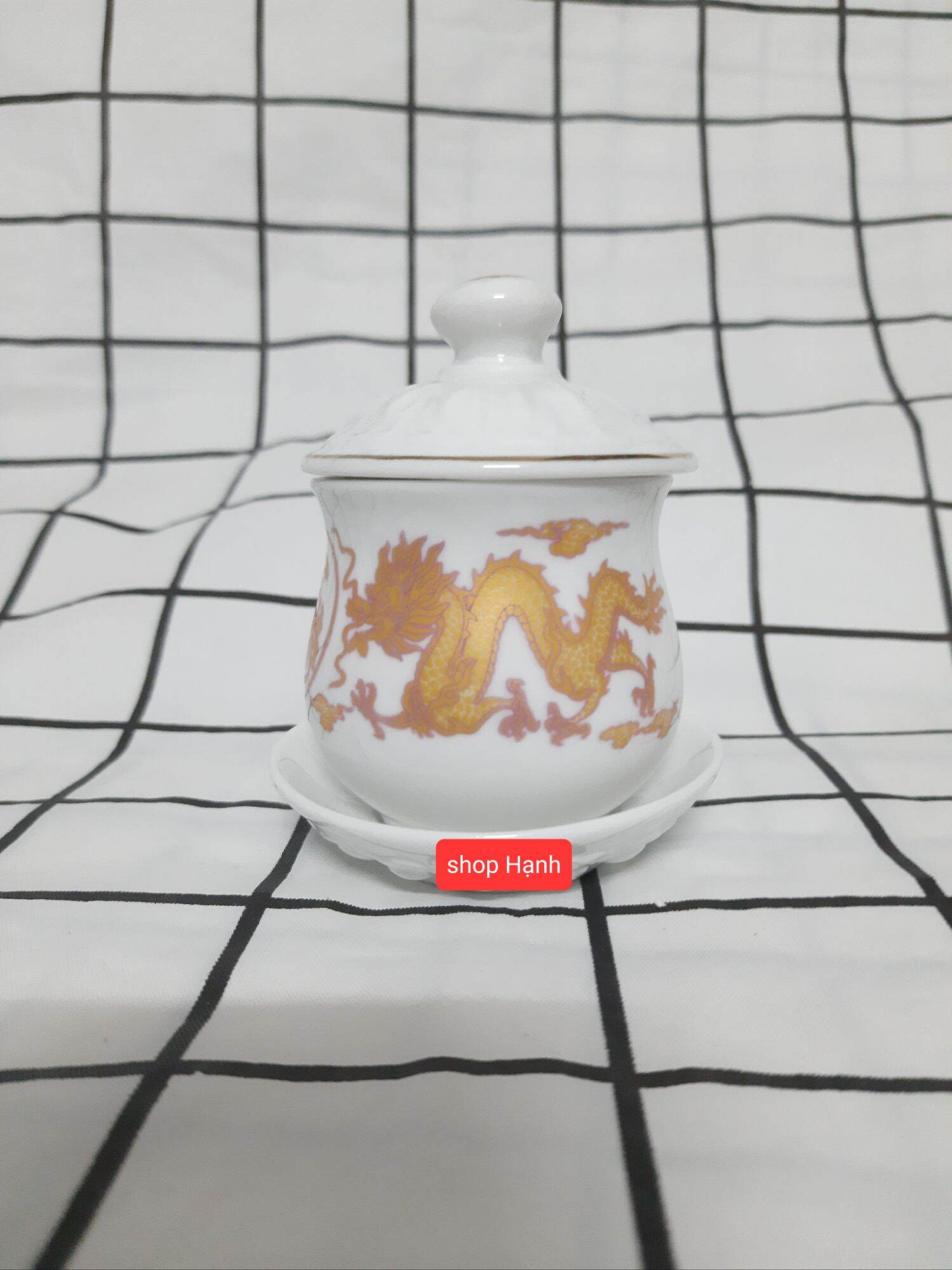 Chung nước rồng trắng thờ cúng cao 8 cm