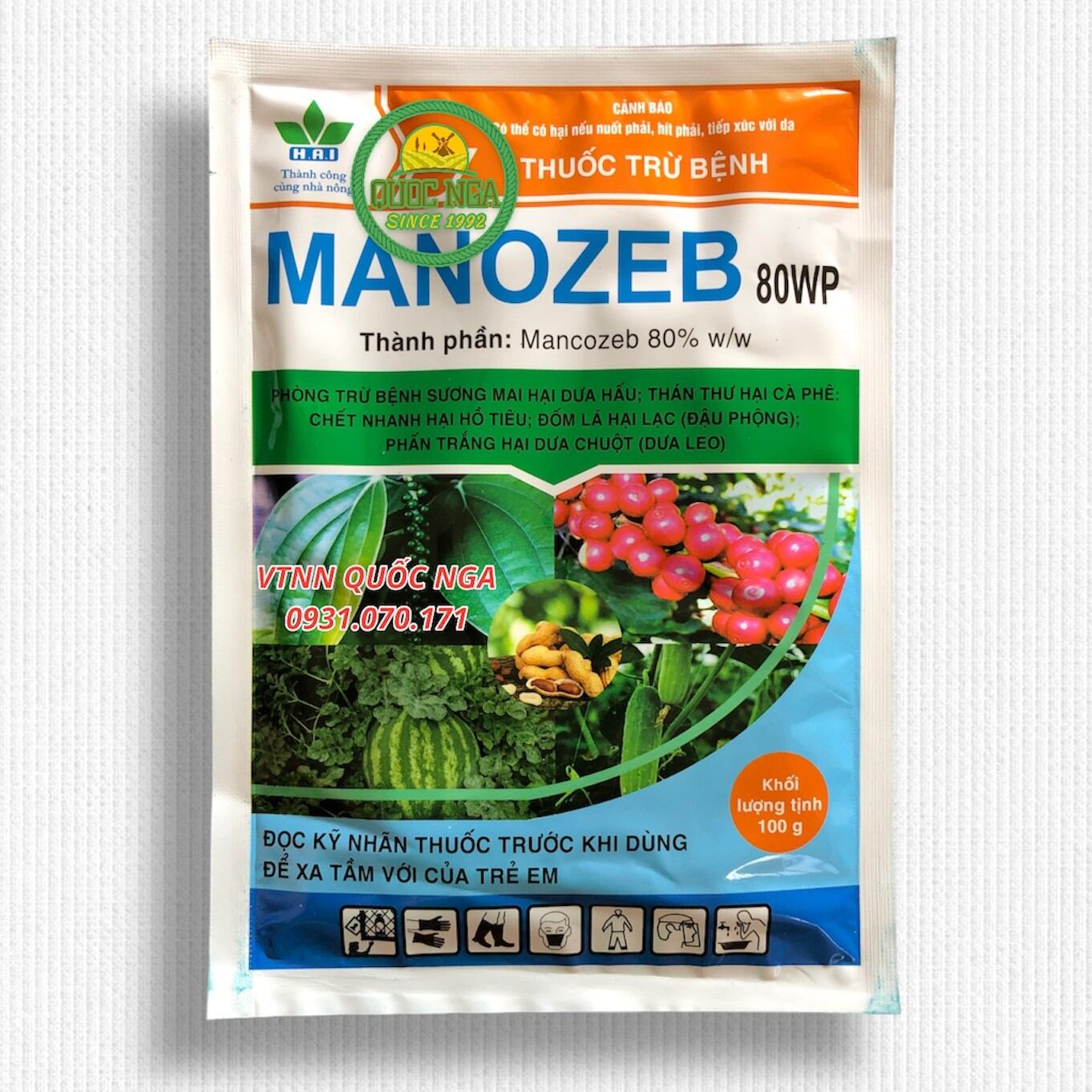 MANCOZEB 80WP BỘT XANH - TRỪ BỆNH THÁN THƯ, ĐỐM LÁ, PHẤN TRẮNG