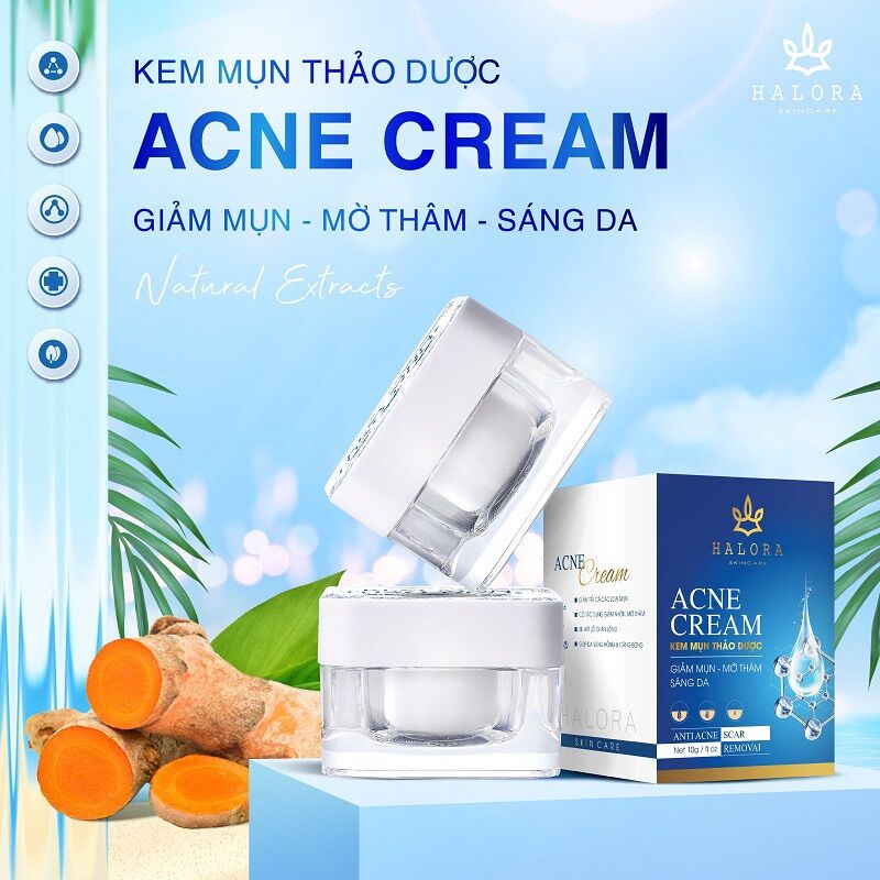 KEM MỤN THẢO DƯỢC GIẢM - MỤN MỜ - THÂM SÁNG DA HALORA