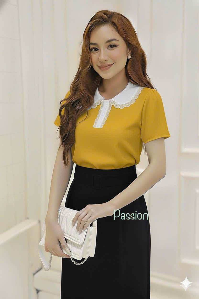 Áo công sở SU122 thiết kế tay ngắn cách điệu fullsize thanh lịch sang trọng - Nguyễn Tư Shop