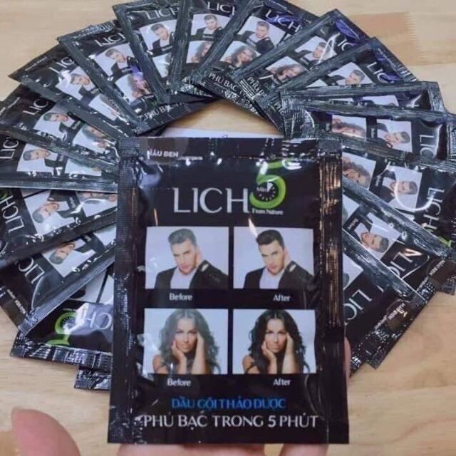 Dầu Gội Thảo Dược Đen Tóc Lich5 Hộp 10 gói