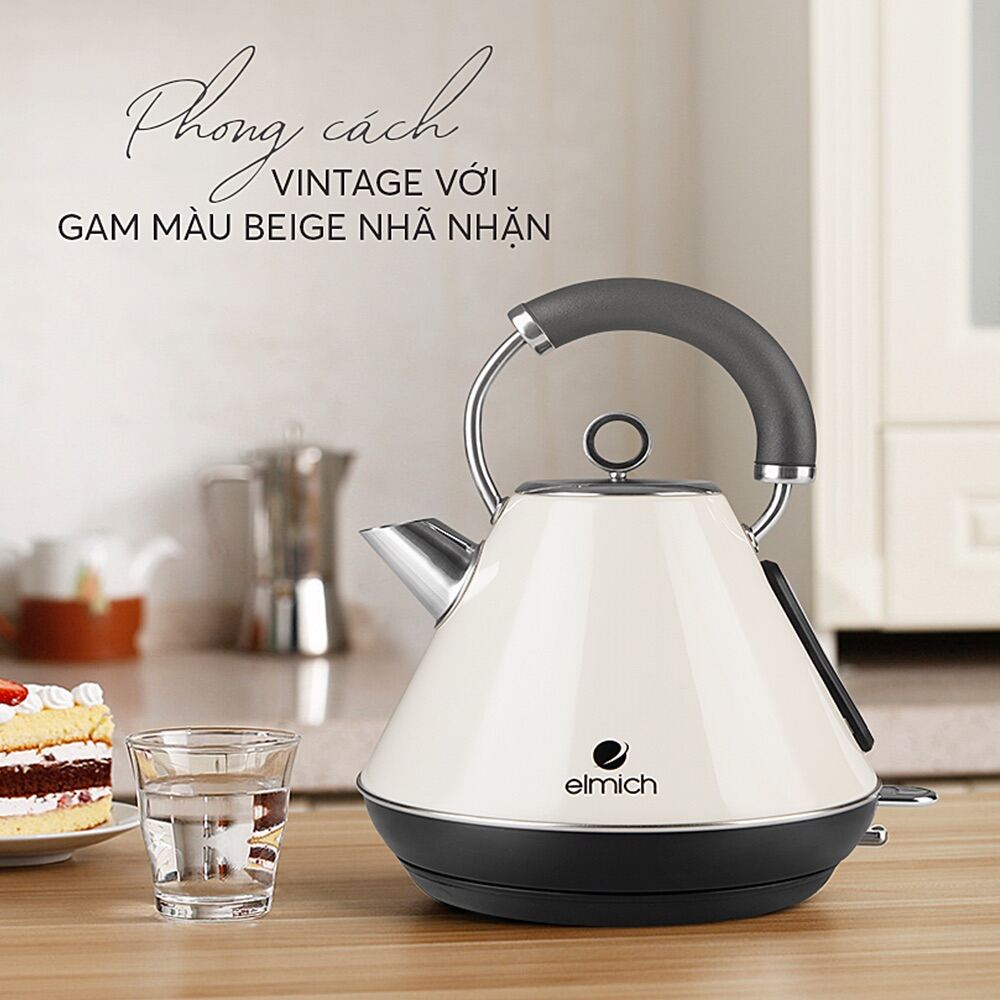 Ấm đun nước siêu tốc Elmich KEE 1778, Dung tích 1.8L, Màu Kem