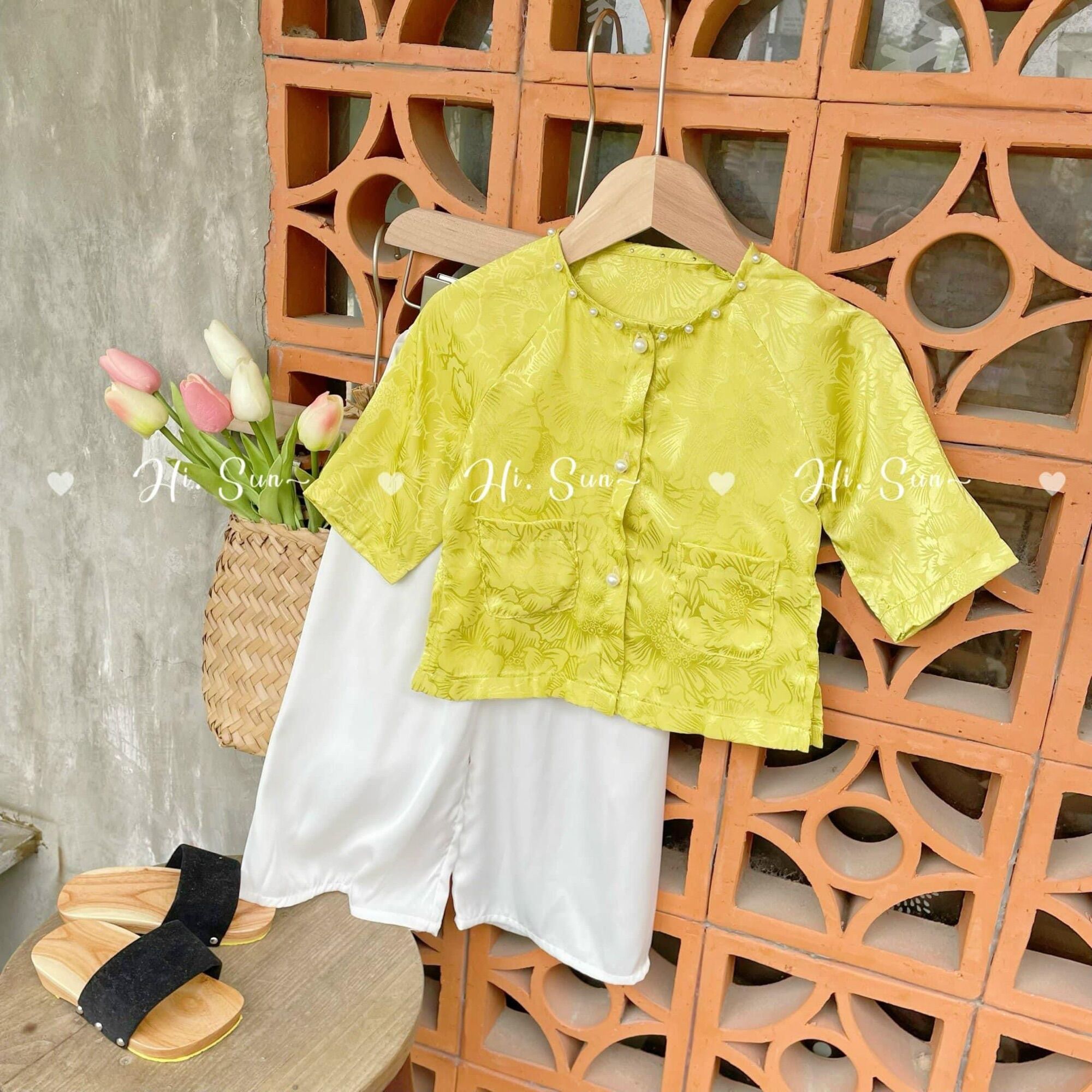 Bộ quần áo bà ba 3 màu cho bé gái