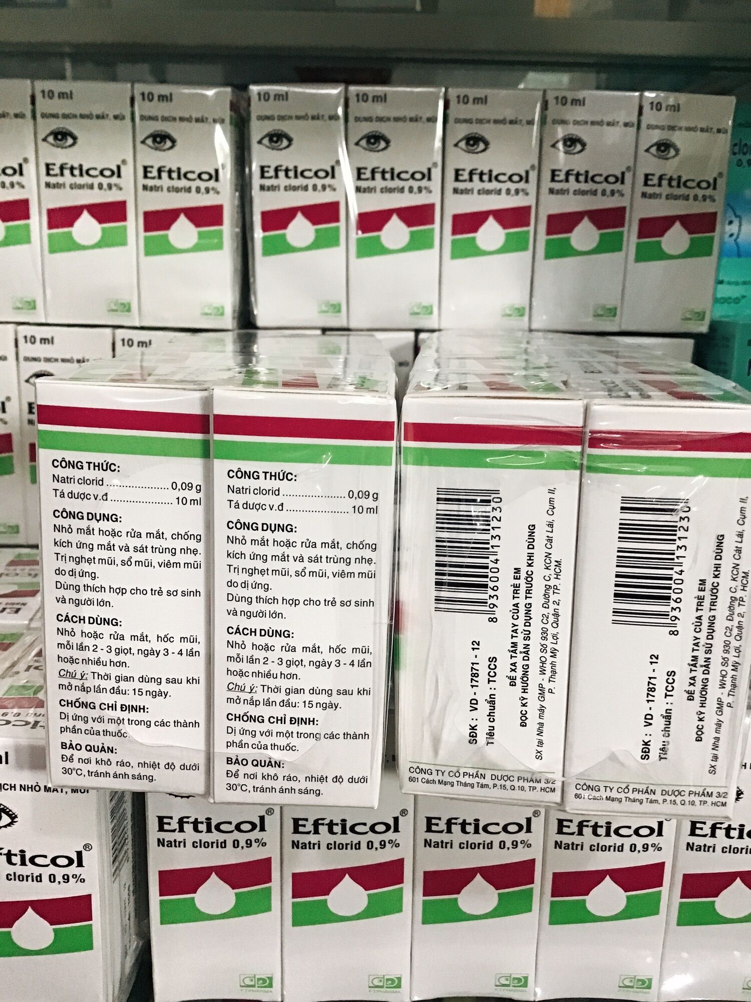 Dung dịch nhỏ mắt mũi EFTICOL (1 lốc 10chai) nước muối nacl