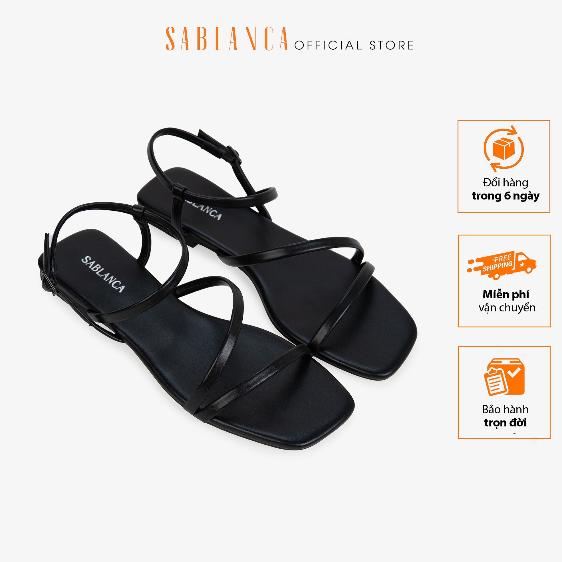 Giày sandal đế bệt quai mảnh đan chéo sablanca sk0067