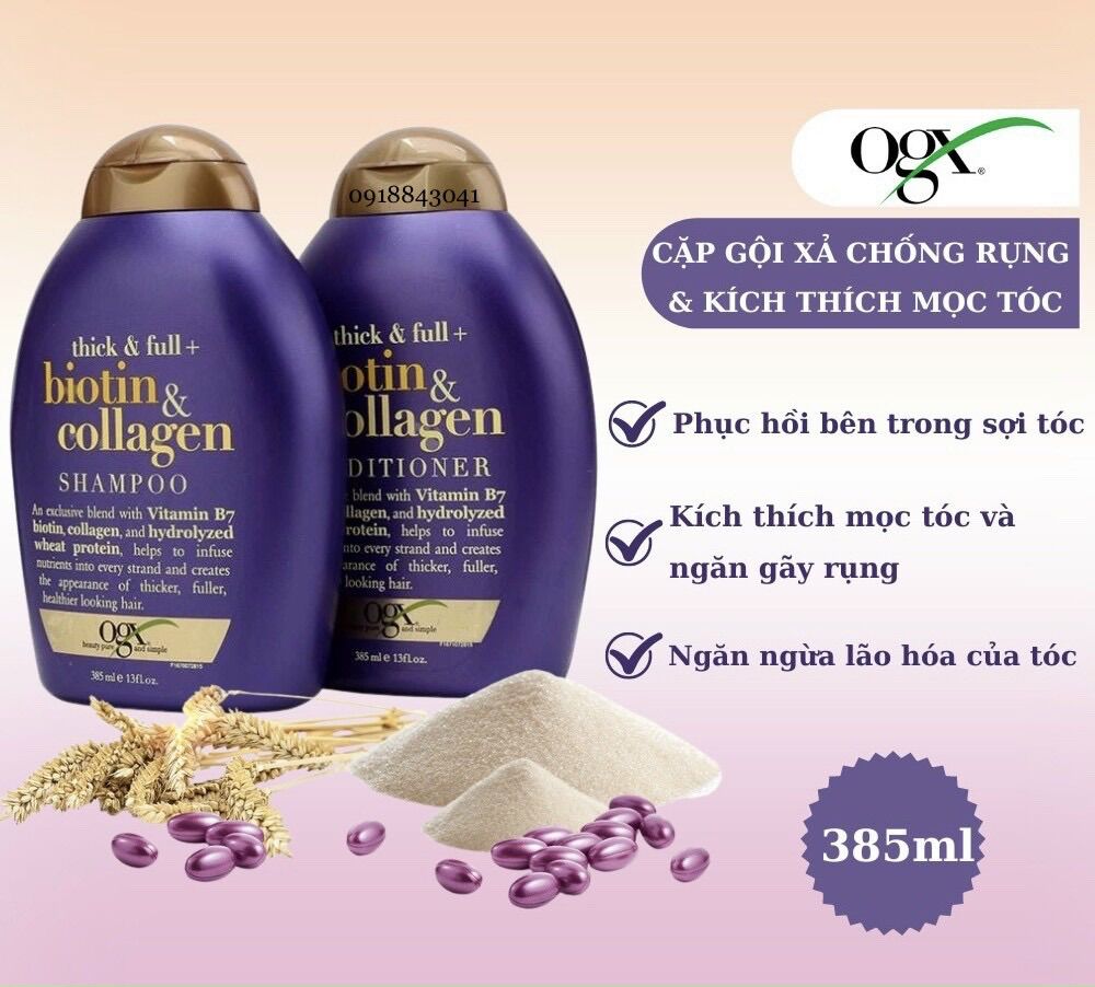 Dầu gội xả biotin & collagen 385ml