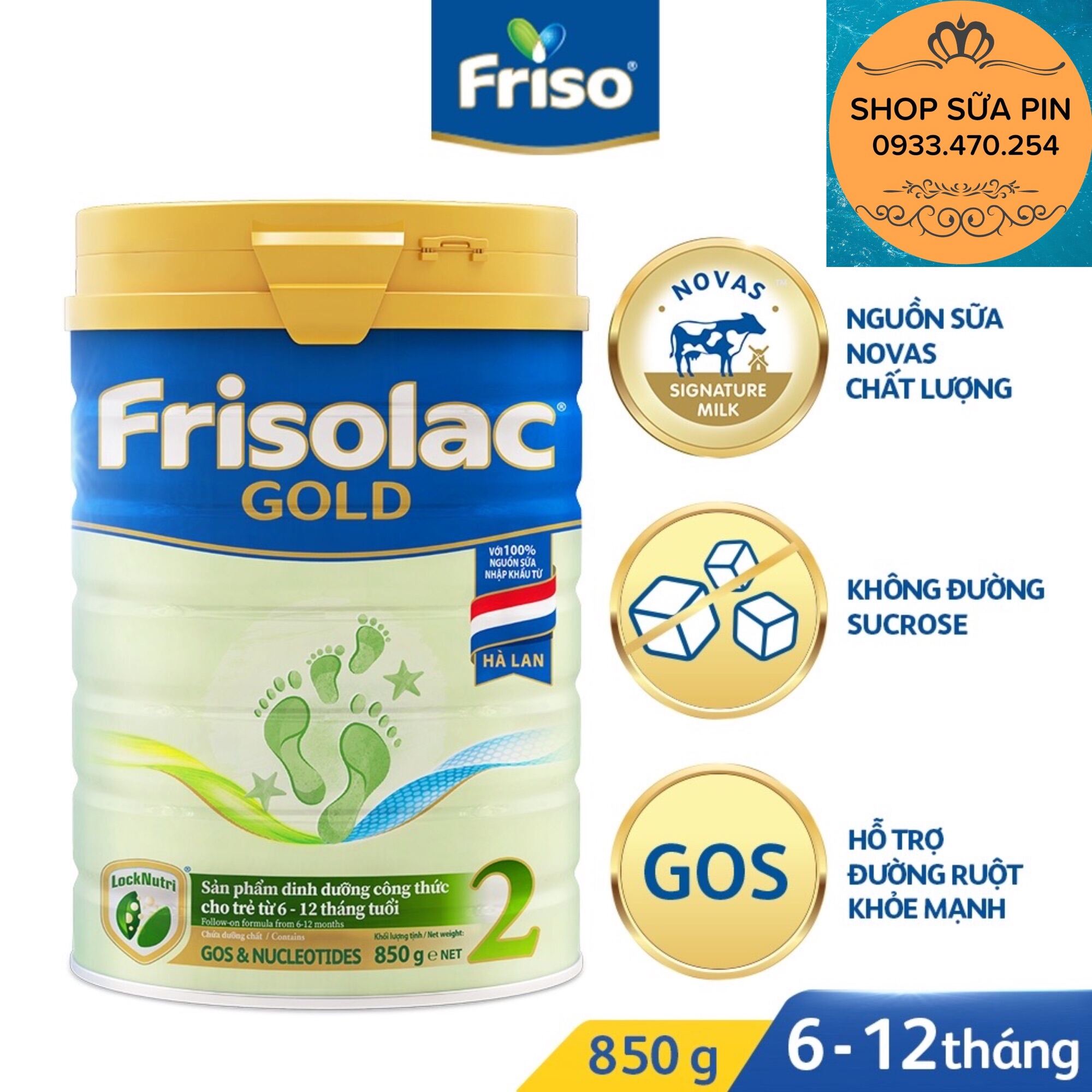 [HCM]Tặng 1 hộp gấu - Sữa bột Frisolac gold 2 850g (cho trẻ từ 6-12 tháng)