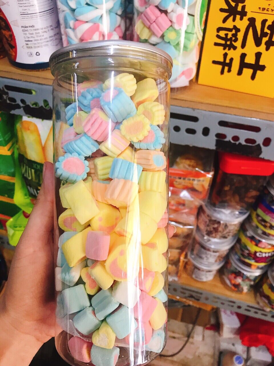 Kẹo bông gòn Marshmallow 100gr túi zip đủ màu