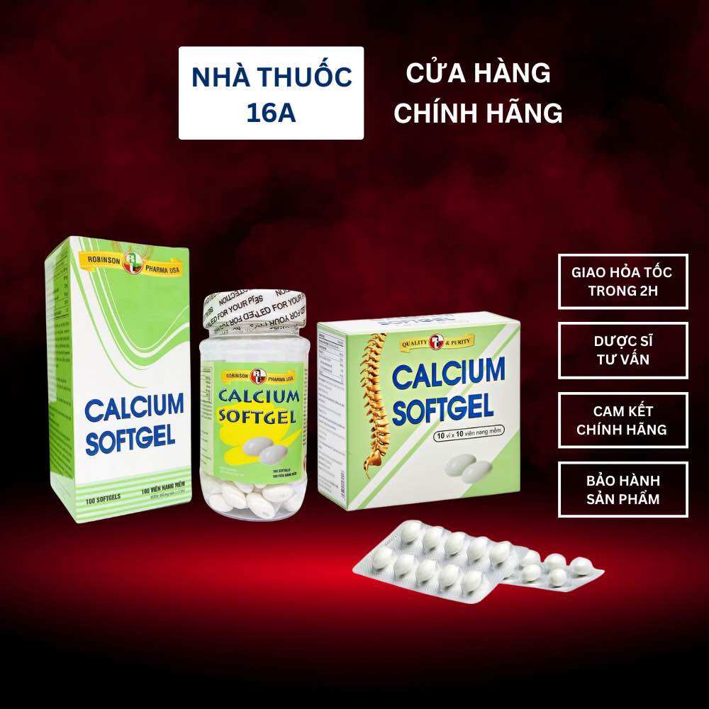 Calcium softgel - miễn phí vận chuyển - hỗ trợ bổ sung calci hiệu quả - giá ưu đãi - hộp 10 vỉ x 10 viên