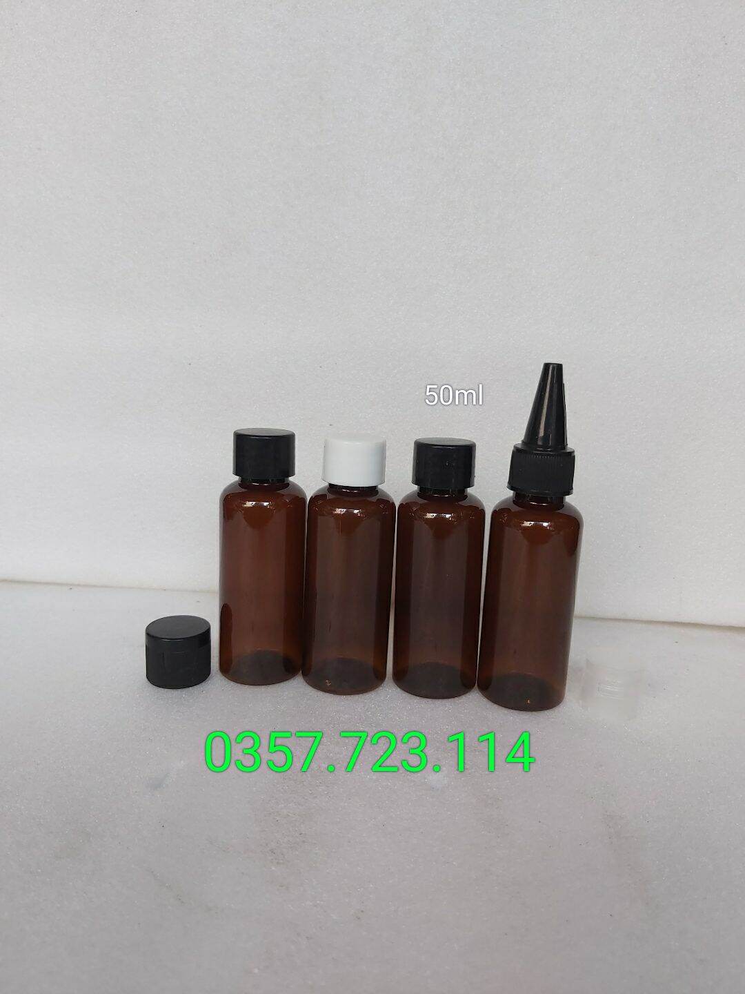 Chai nhựa nâu 50ml nắp vặn,nắp bật,nắp nhọn