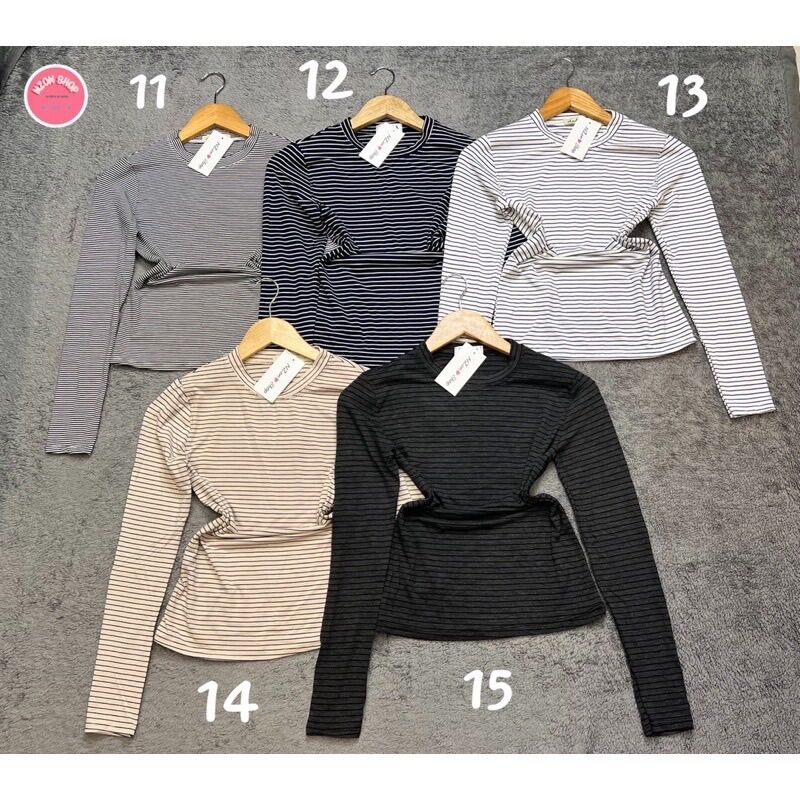Combo 3 áo thun sọc cổ tròn tay dài