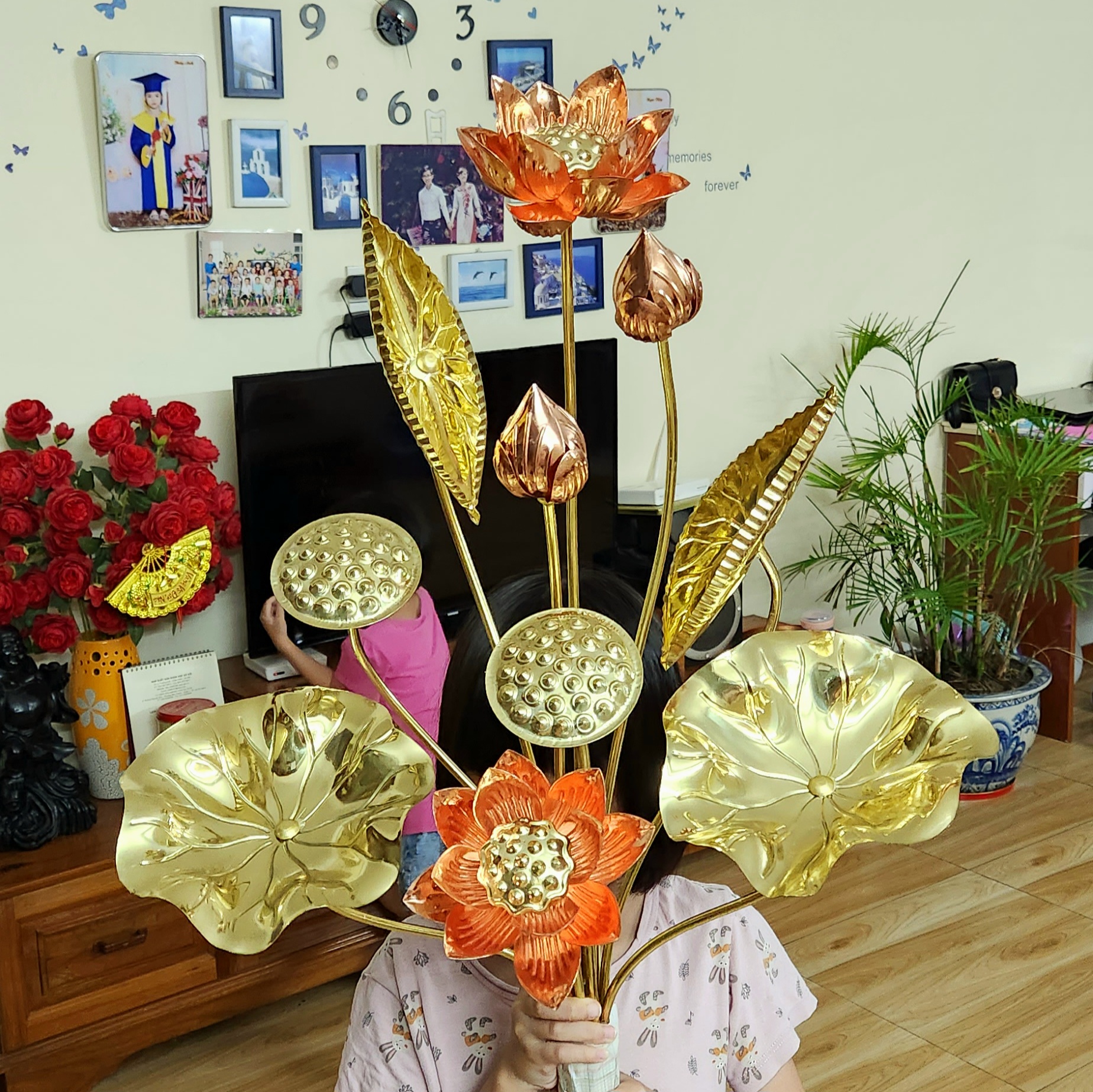 Bó hoa sen đồng vàng 10 cành kiểu