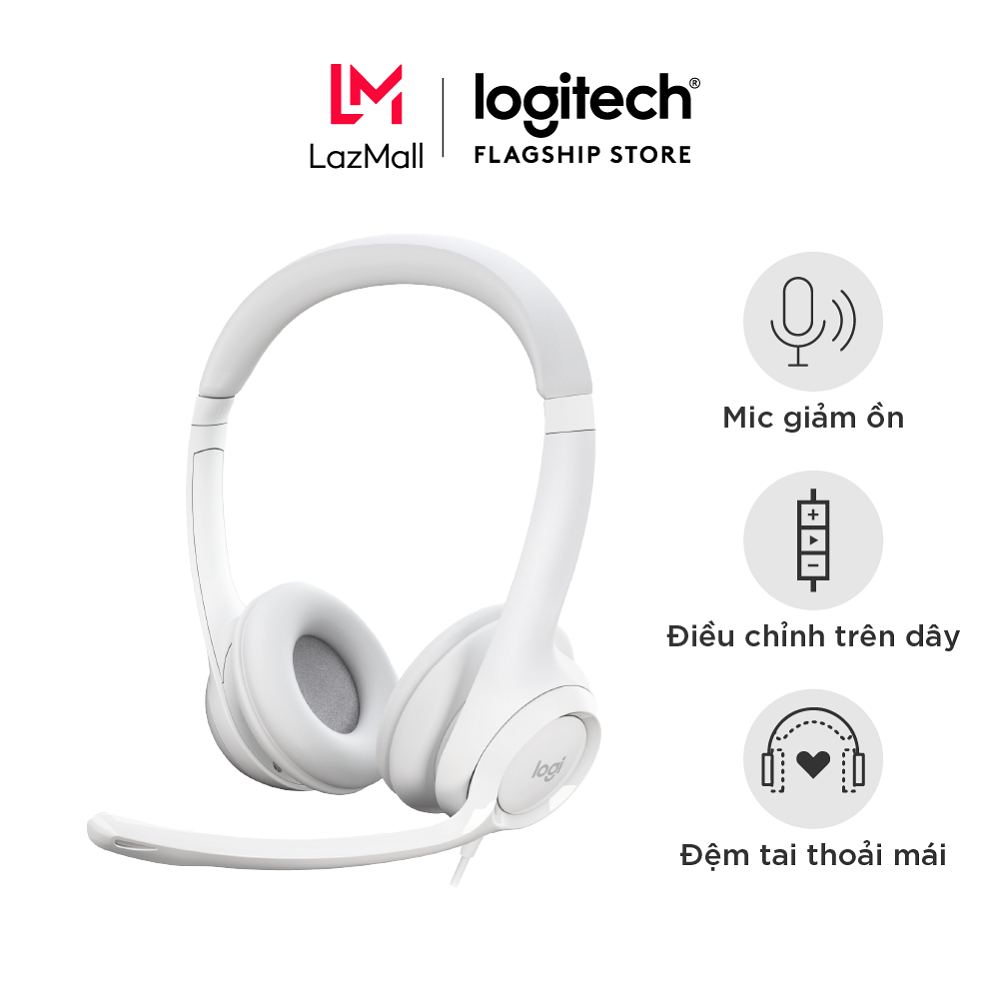 Tai nghe có dây Logitech H390 - Mic giảm ồn màn loa to rõ điều khiển trên dây quai đeo và chụp tai c