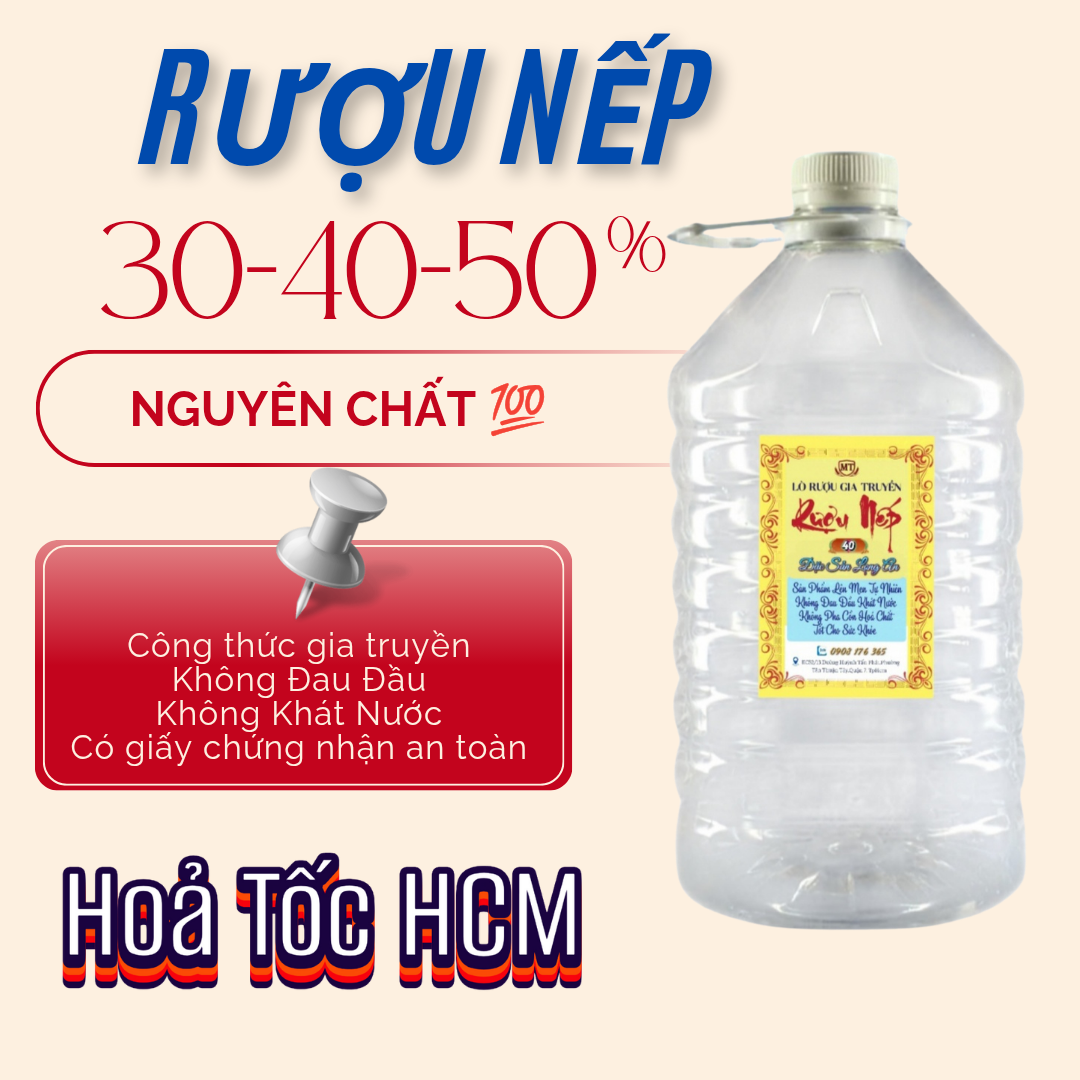 RƯỢU NẾP /RƯỢU ĐẾ NHÀ NẤU NGUYÊN CHẤT BÌNH 5 LÍT