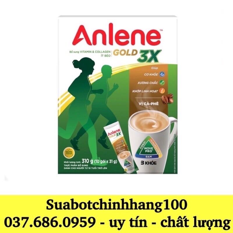 Sữa bột Anlene Gold 3x hương cafe hộp 310g (10 gói x 31g)