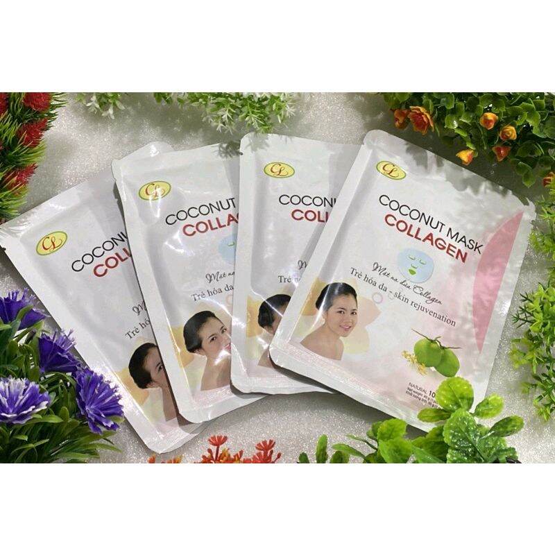 Mặt Nạ Dừa Collagen Cửu Long Chống Lão Hóa 100% Natural Coconut Mask Collagen