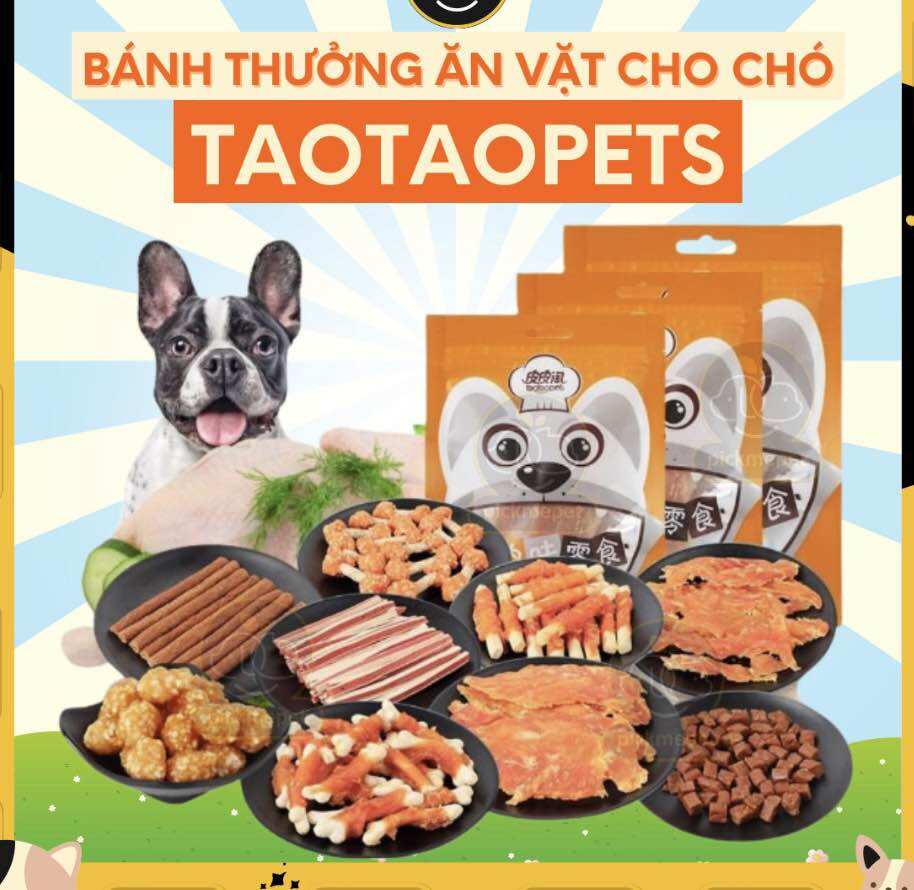 Snack ăn vặt cho chó thịt gà sấy khô, thịt gà quấn xương sữa , bò viên Taotaopet - gói 100g