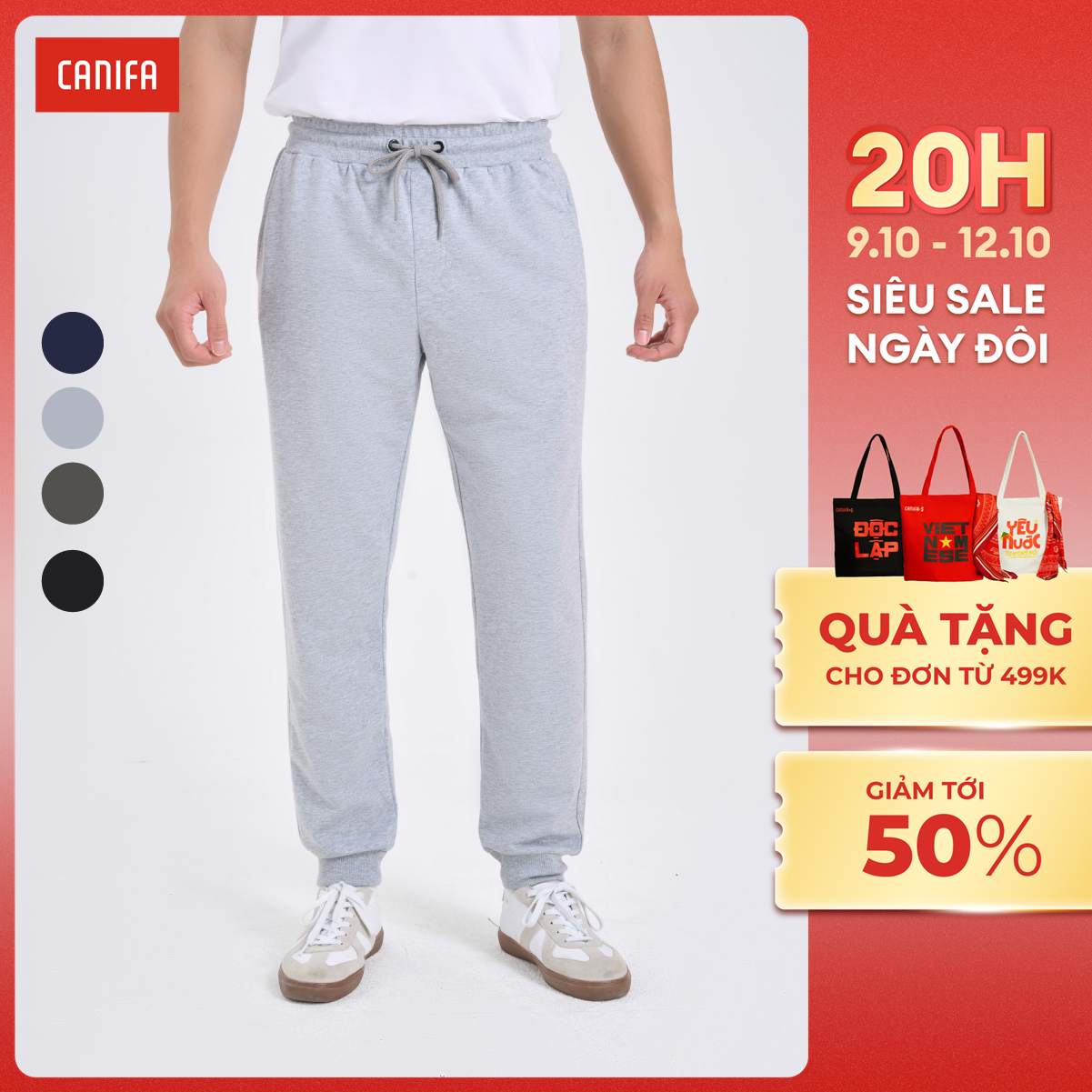 [20H 9-12.10 VOUCHER TỚI 500K] Quần nỉ nam CANIFA dáng jogger  bo ống 8BP23W014 MS24