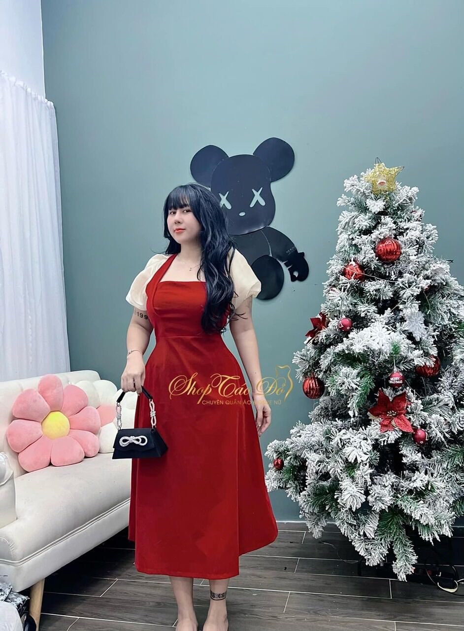 (SHOP TÁO ĐỎ BIGSIZE 50kg đến 90kg) đầm tiểu thư sang chảnh D72