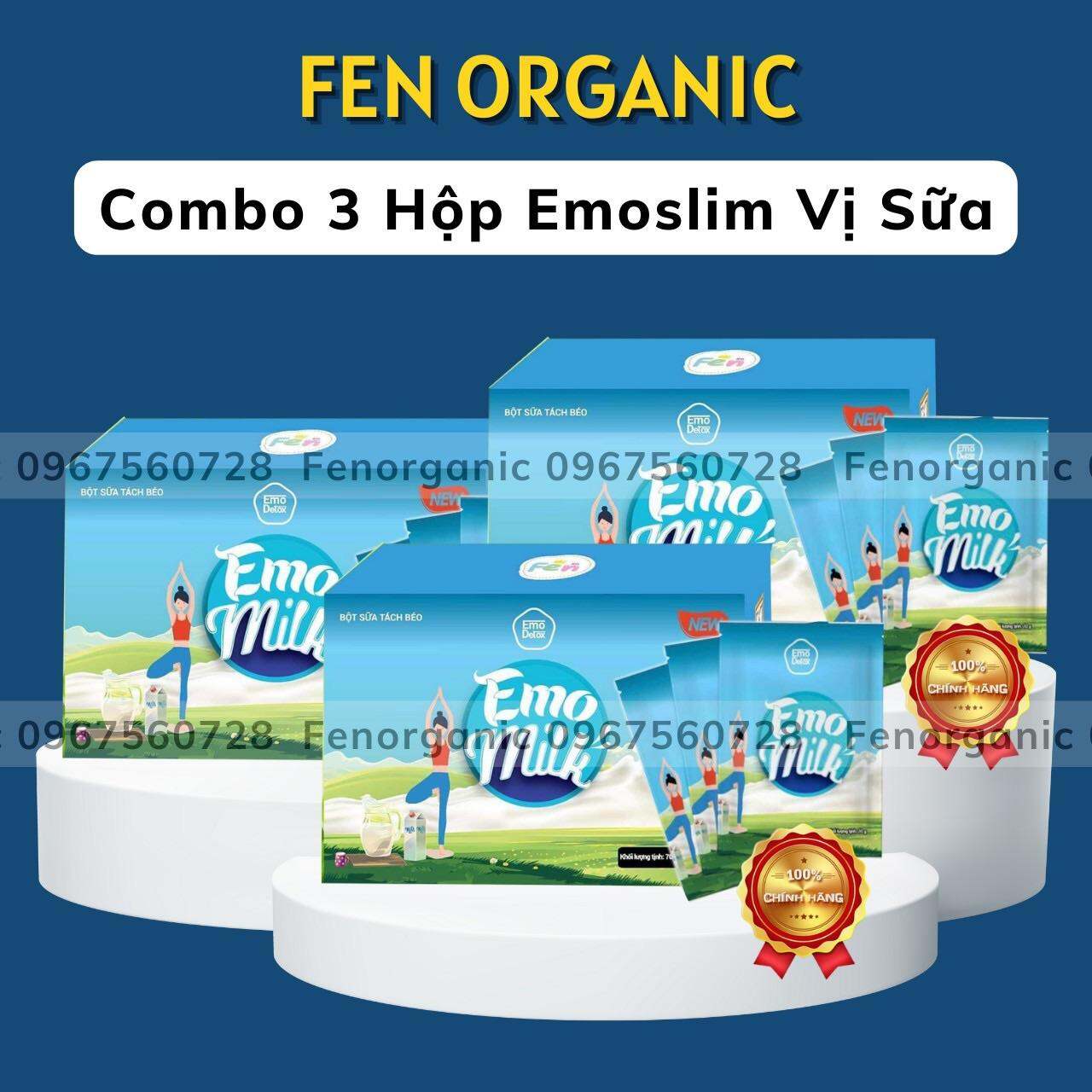 Combo 3 Hộp Sữa Giảm Cân Emo Milk/ Sữa Tách Béo Emoslim Dễ Uống/ Giảm 2-5kg Sau 7 Ngày