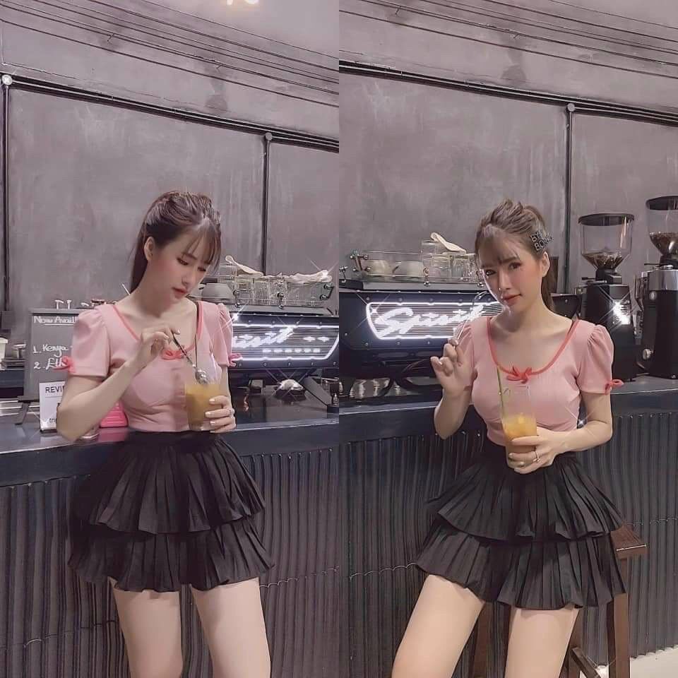 ��CHÂN VÁY Xếp Ly 2 Tầng