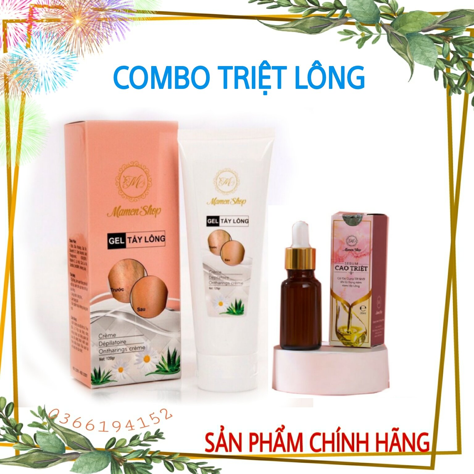 Combo triệt lông vĩnh viễn Mamen shop- không đau rát, ko kích ứng da