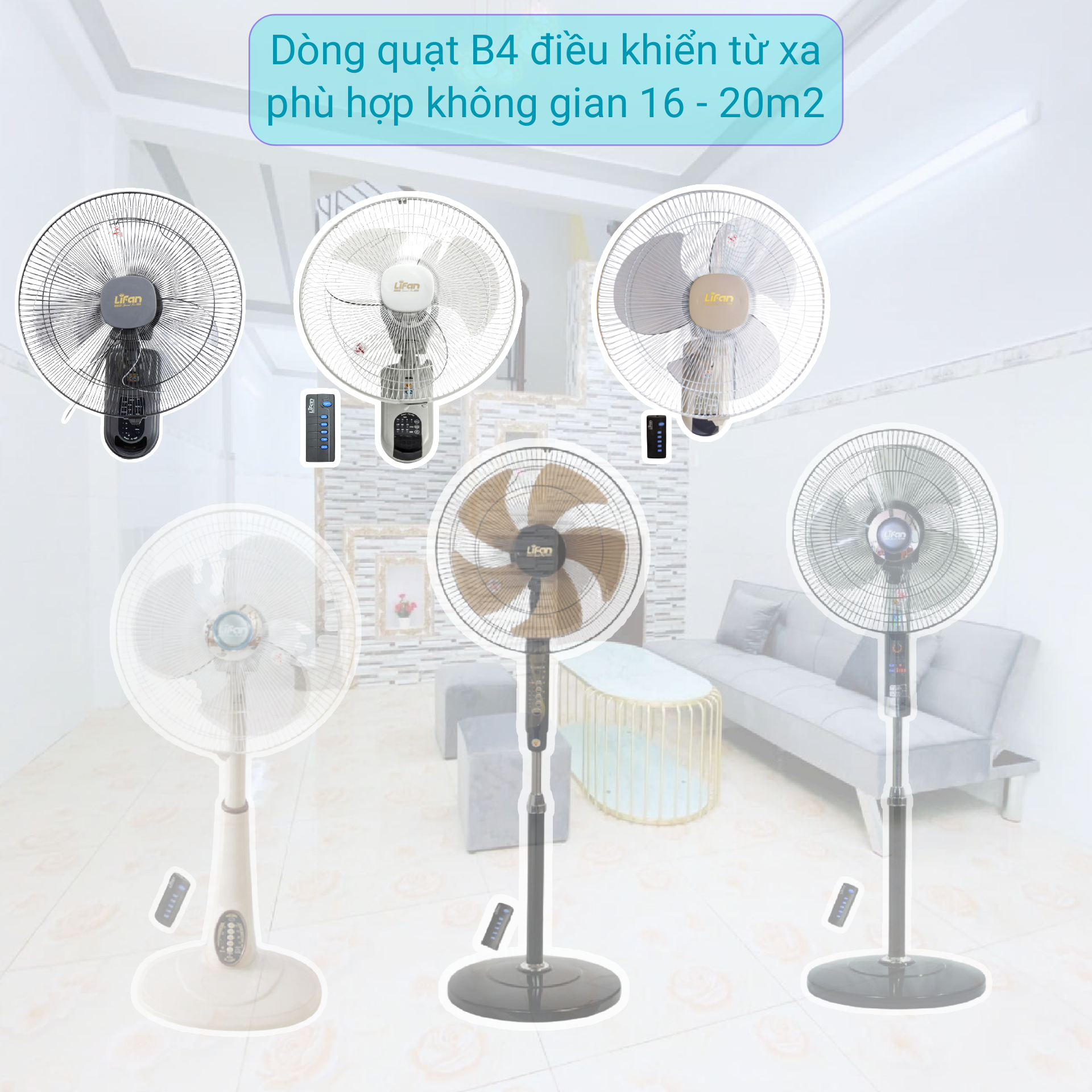 QUẠT ĐỨNG REMOTE LIFAN Đ-16RCO