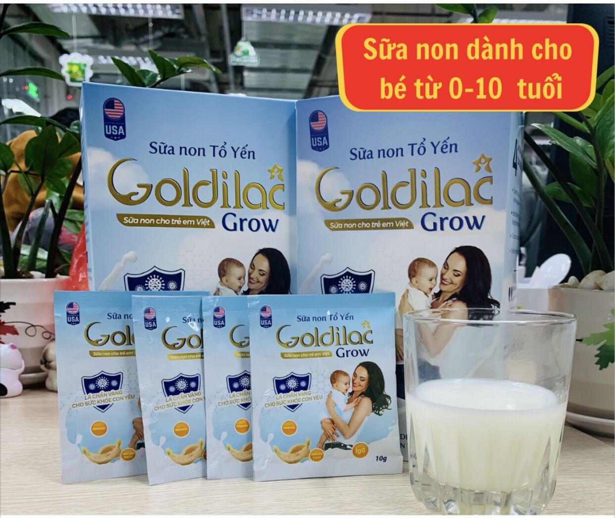 [Rẻ Vô địch ] Sữa non TỔ YẾN GOLDILACG GROW Chính Hãng -Hộp 28 Gói 392Gr  - Giúp bé ăn ngon - tăng cường sức đề kháng