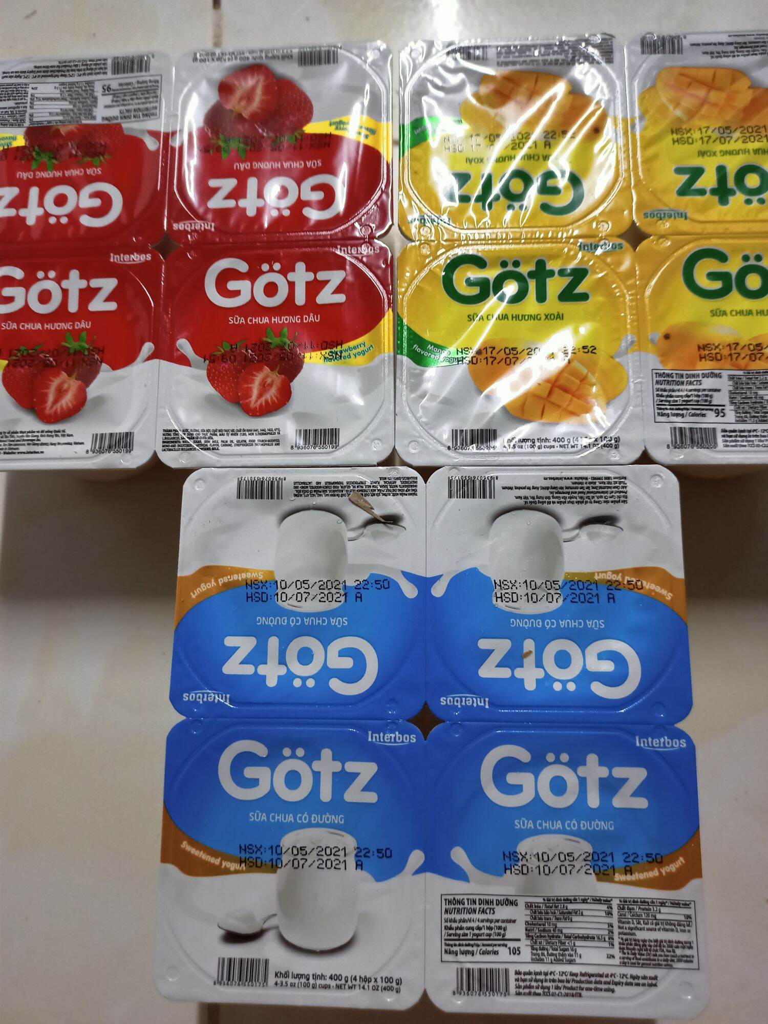 Date mới, 12hộp sữa chua gozt dâu +trắng + xoài