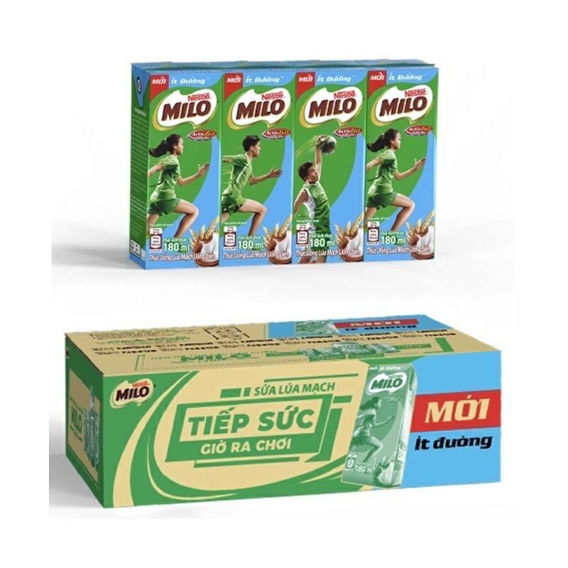 Thùng sữa Milo ít đường 48hộp x 180ml
