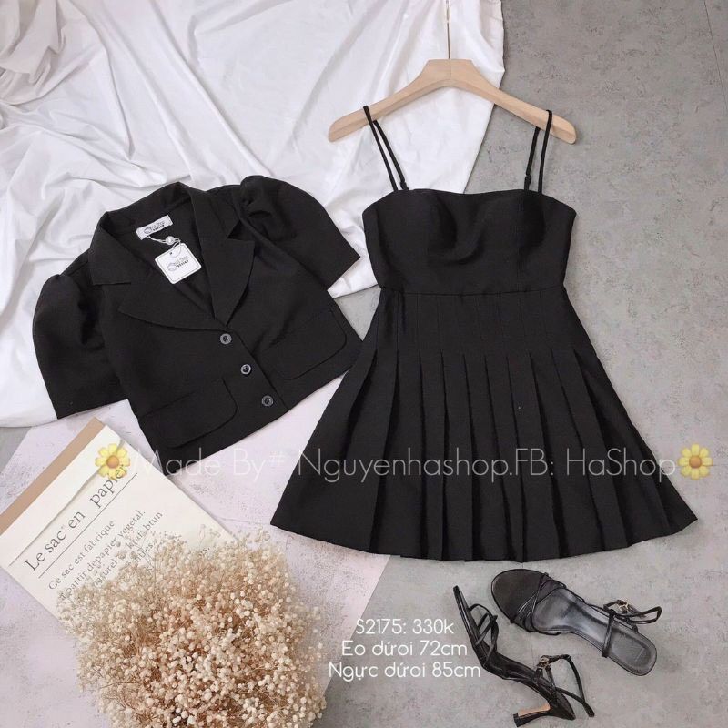 [Ảnh thật] 60-90kg BIGSIZE SET ÁO VEST + ĐẦM XẾP LY