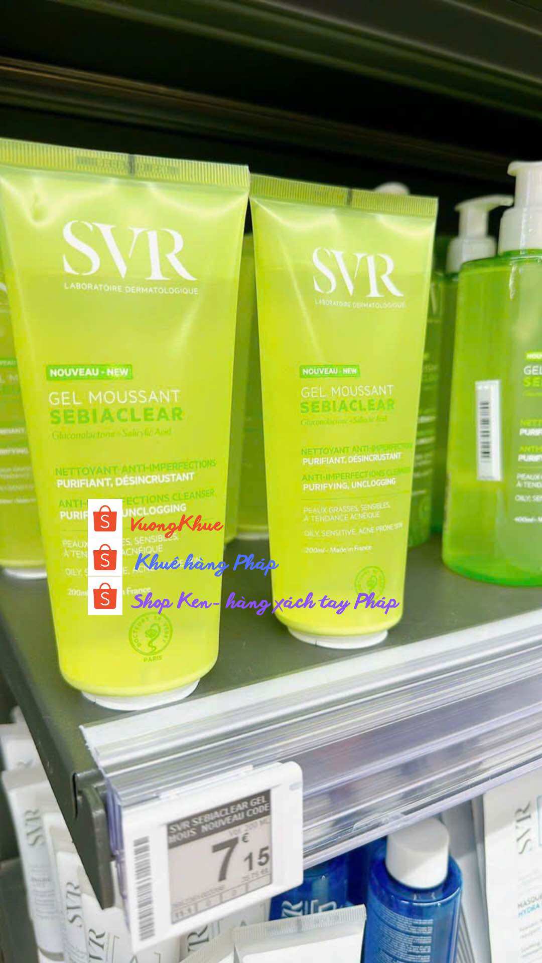 Sữa rửa mặt SVR 200ml màu xanh lá- giảm viêm, sạch dầu mụn, cải thiện lỗ chân lông