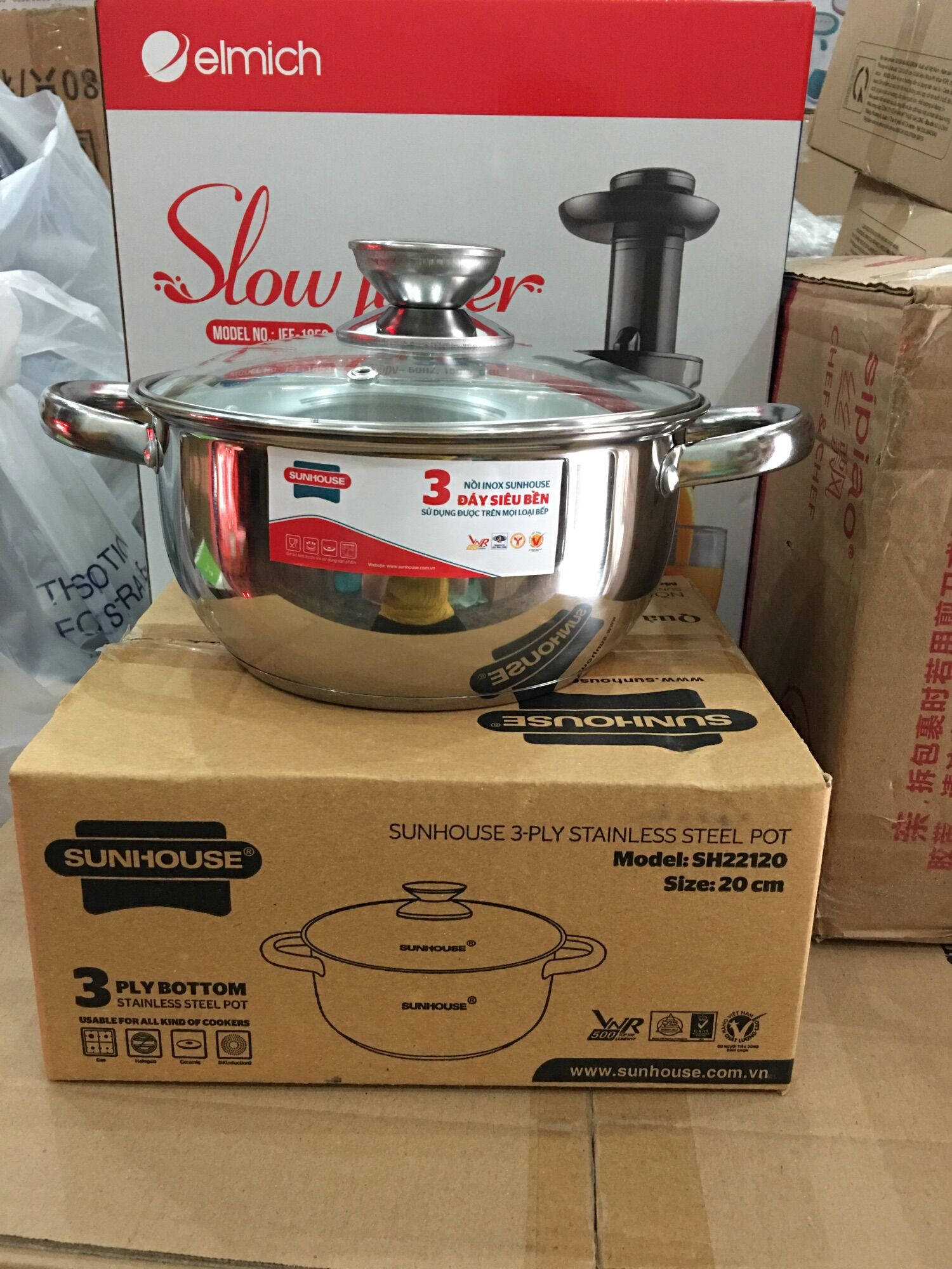 ???? nồi inox 3 đáy sunhouse size 20cm ????