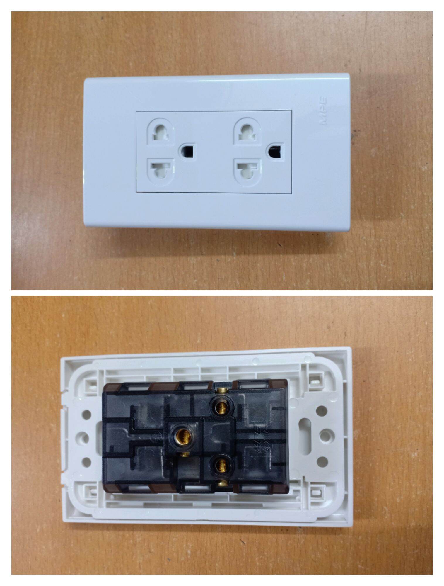 (Combo bộ ổ cắm đôi 3 chấu MPE-A60 (A6UES2)