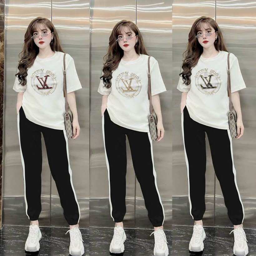 Sét bộ dài phôm rộng ống bo cotton thêu cao cấp