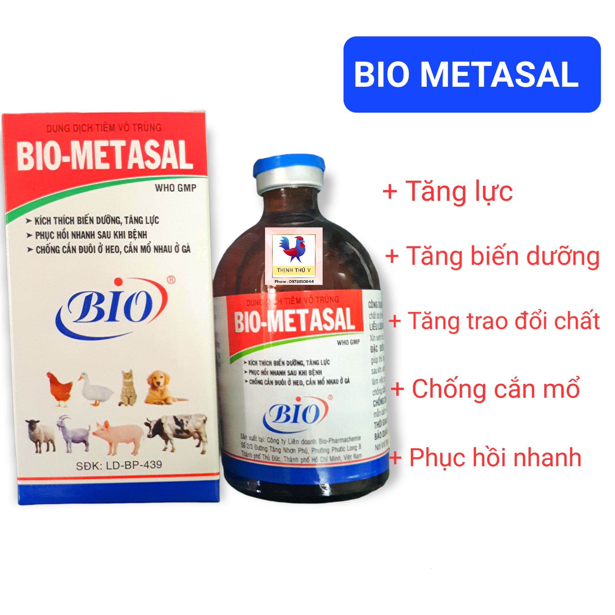 Bio METASAL (100ml) - Kích thích biến dưỡng, tăng lực, phục hồi nhanh, chống cắn mổ cho gà đá