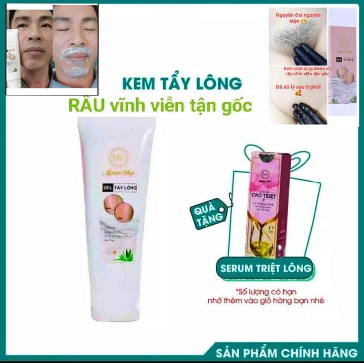 Combo Kem Tẩy Lông Râu Vĩnh Viễn Không Mọc Lại Mọi Loại Da ( Vùng Kín Nách Bụng Ngực Chân Tay Lưng)