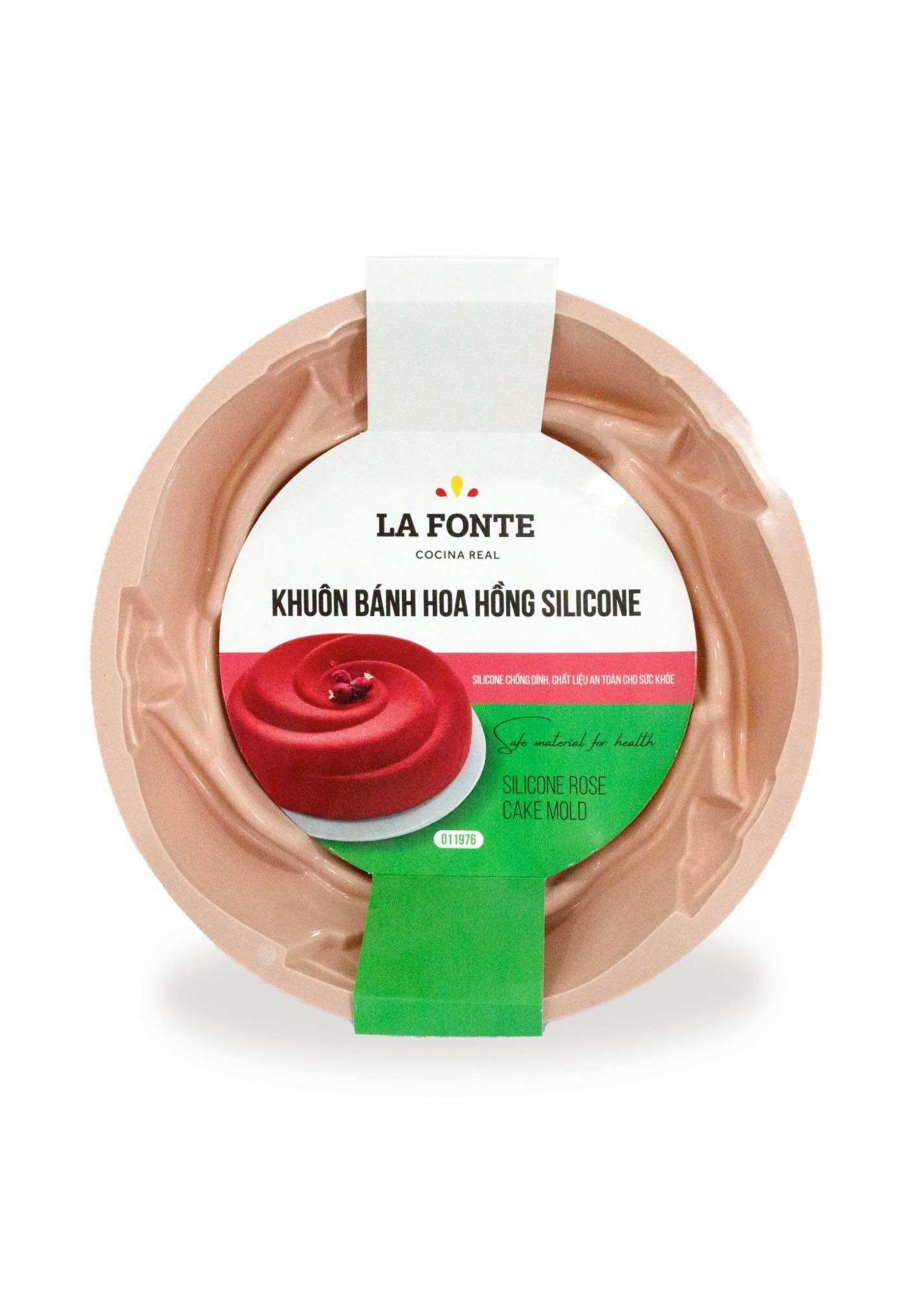 Khuôn bánh silicone hình tròn hoạ tiết hoa hồng trái tim Lafonte