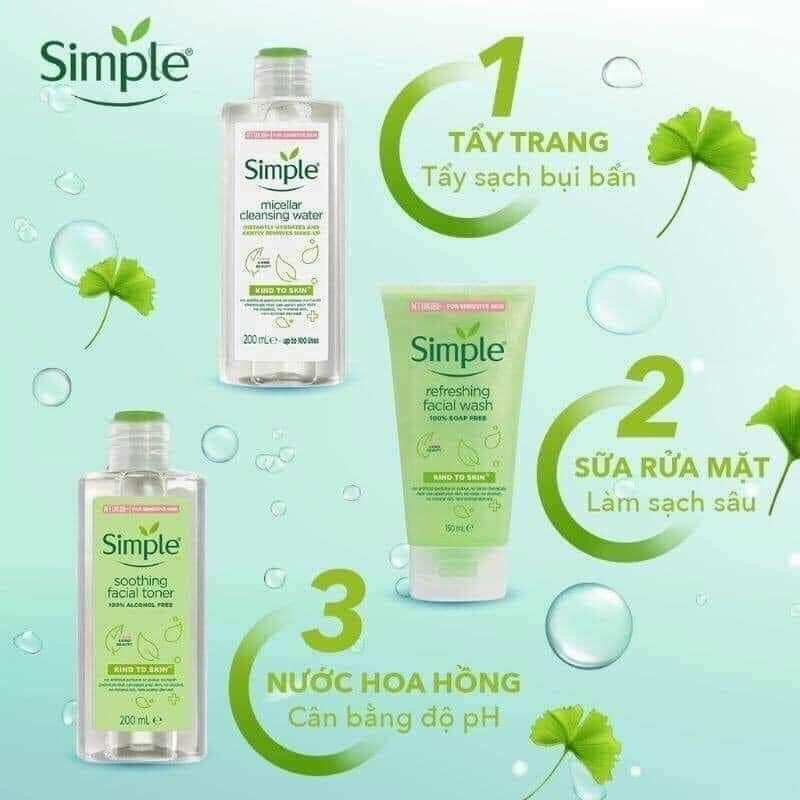 [COMBO 3 MÓN CHĂM SÓC DA DẦU MỤN] TRỌN BỘ SỮA RỬA MẶT SIMPLE NHẸ DỊU